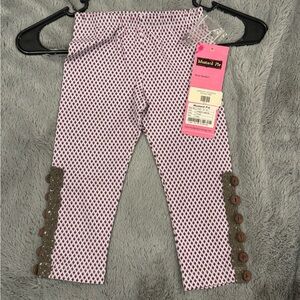 Mustard Pie Pink and Brown Button Leggings